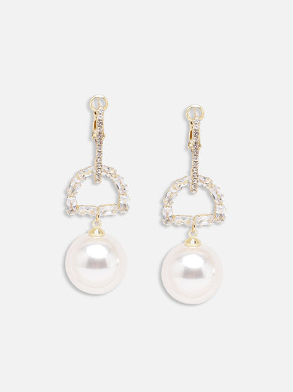 GOLD PLATED PARTY DESIGNER STONE DROP EARRING FOR WOMEN