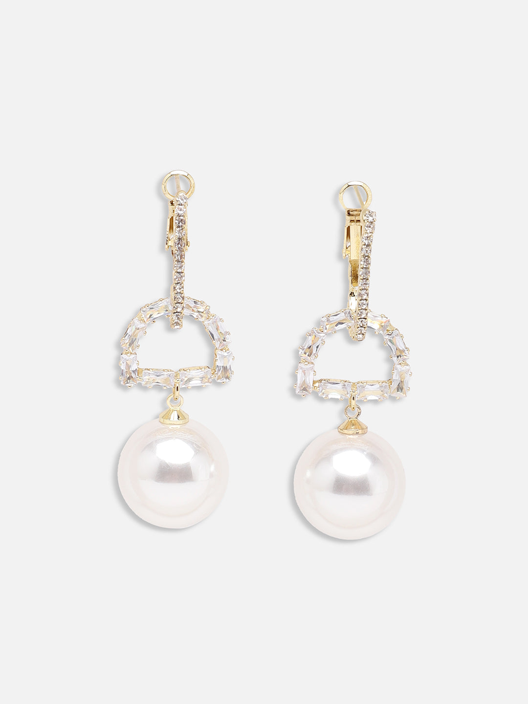 GOLD PLATED PARTY DESIGNER STONE DROP EARRING FOR WOMEN
