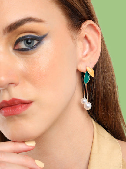 GOLD PLATED PARTY PEARLS DROP EARRING FOR WOMEN