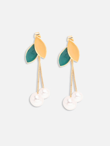 GOLD PLATED PARTY PEARLS DROP EARRING FOR WOMEN