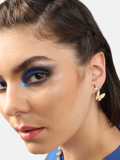 GOLD PLATED PARTY DESIGNER STONE DROP EARRING FOR WOMEN