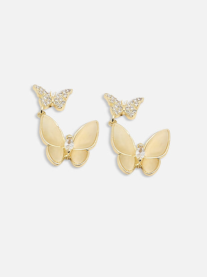 GOLD PLATED PARTY DESIGNER STONE DROP EARRING FOR WOMEN