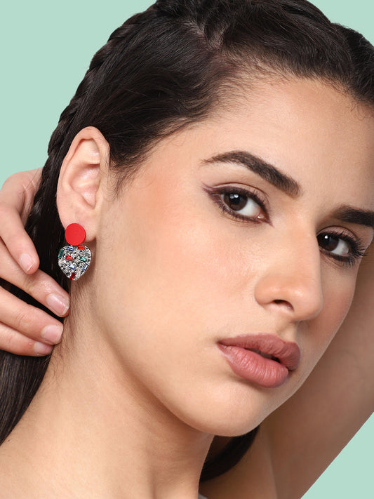 GOLD PLATED PARTY DESIGNER STONE DROP EARRING FOR WOMEN