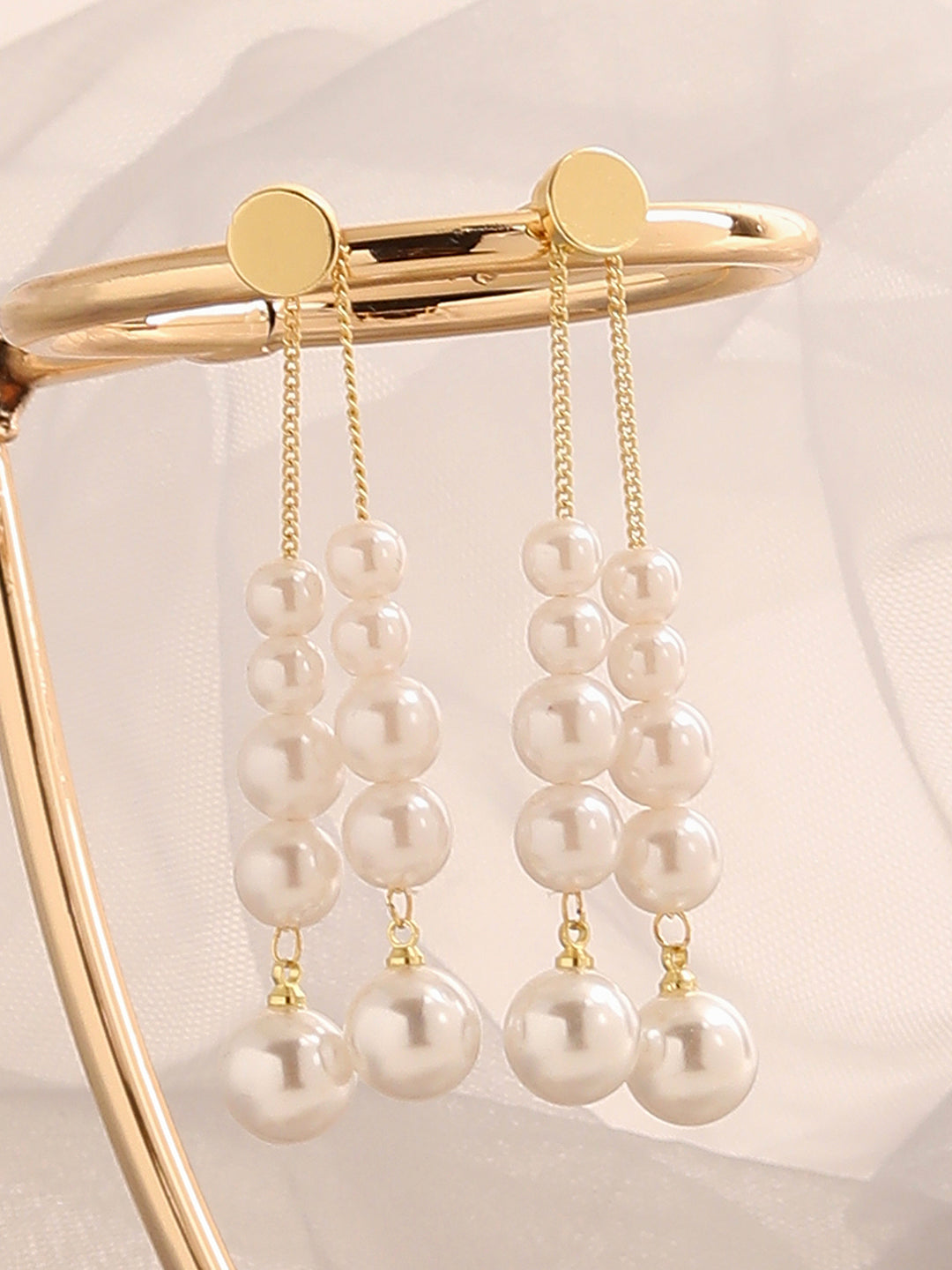 GOLD PLATED PARTY PEARLS DROP EARRING FOR WOMEN