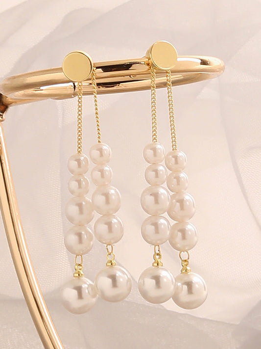 GOLD PLATED PARTY PEARLS DROP EARRING FOR WOMEN