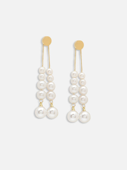 GOLD PLATED PARTY PEARLS DROP EARRING FOR WOMEN