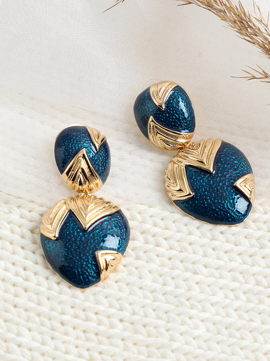 GOLD PLATED PARTY DESIGNER STONE DROP EARRING FOR WOMEN