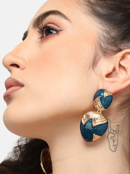 GOLD PLATED PARTY DESIGNER STONE DROP EARRING FOR WOMEN