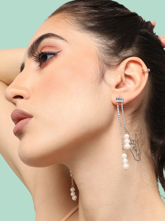 GOLD PLATED PARTY PEARLS DROP EARRING FOR WOMEN