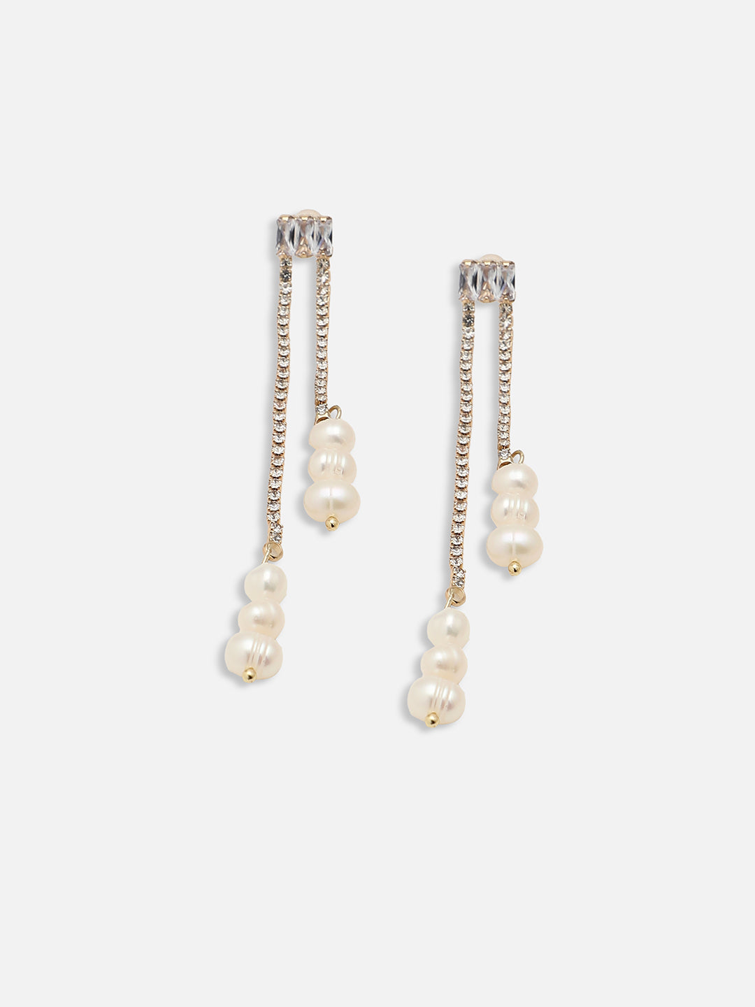 GOLD PLATED PARTY PEARLS DROP EARRING FOR WOMEN