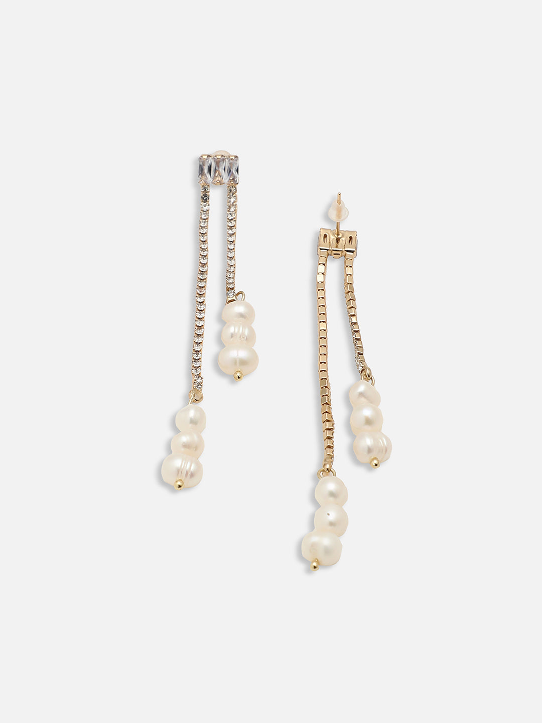 GOLD PLATED PARTY PEARLS DROP EARRING FOR WOMEN