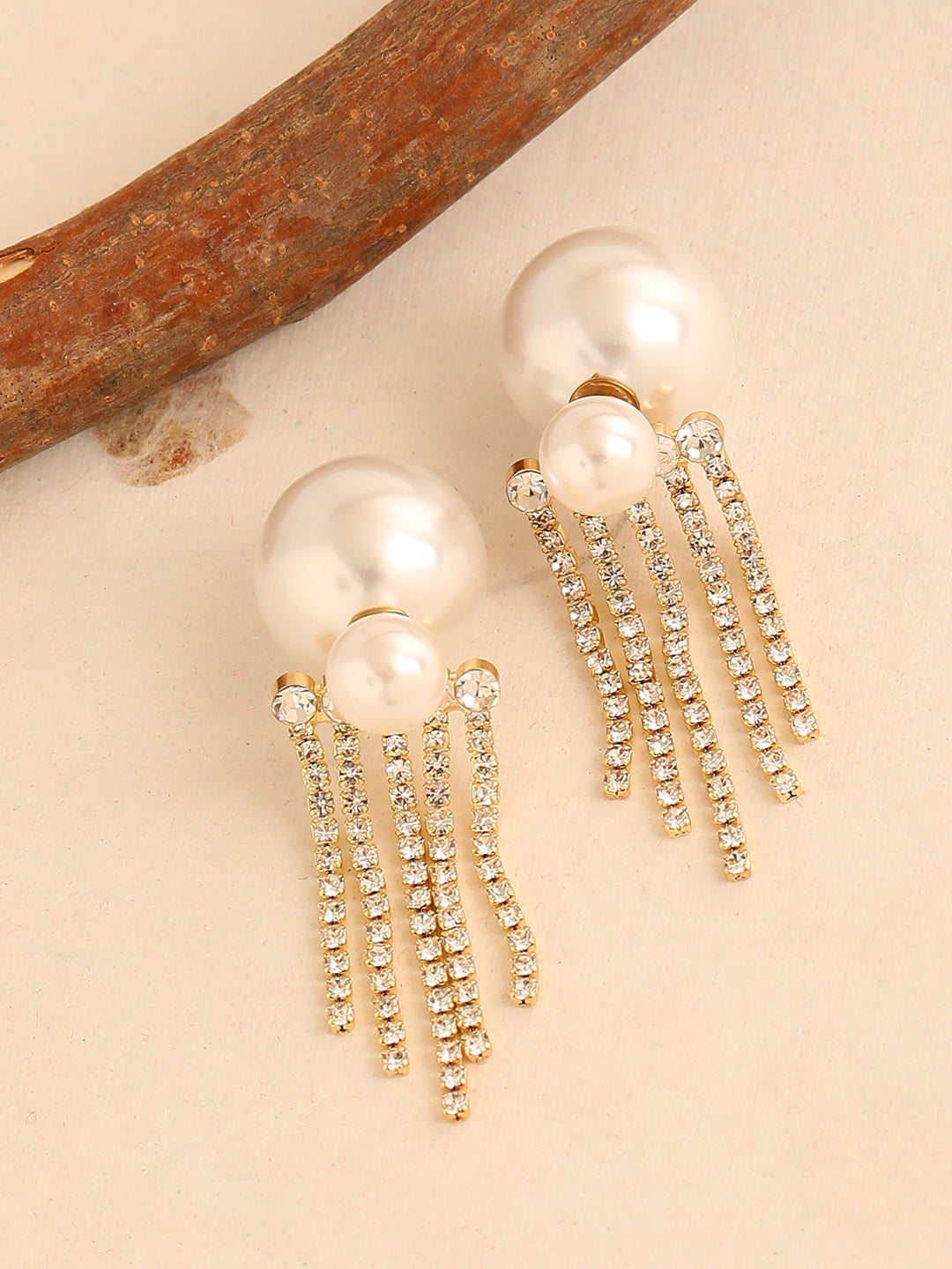 GOLD PLATED PARTY PEARLS DROP EARRING FOR WOMEN