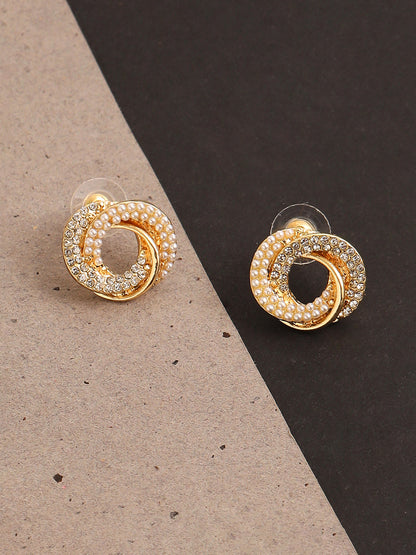 GOLD PLATED PARTY DESIGNER STONE STUD FOR WOMEN