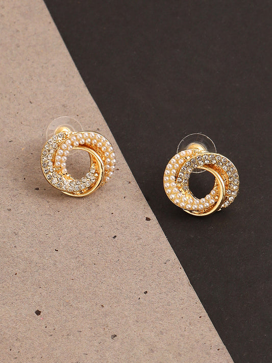 GOLD PLATED PARTY DESIGNER STONE STUD FOR WOMEN