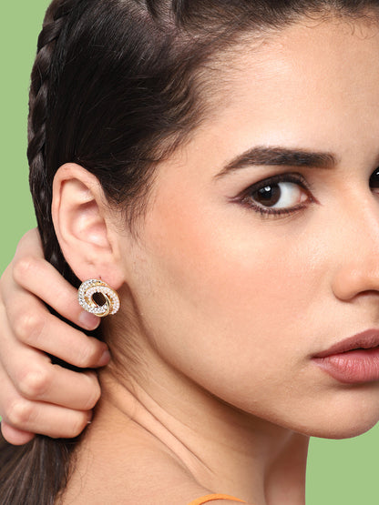 GOLD PLATED PARTY DESIGNER STONE STUD FOR WOMEN