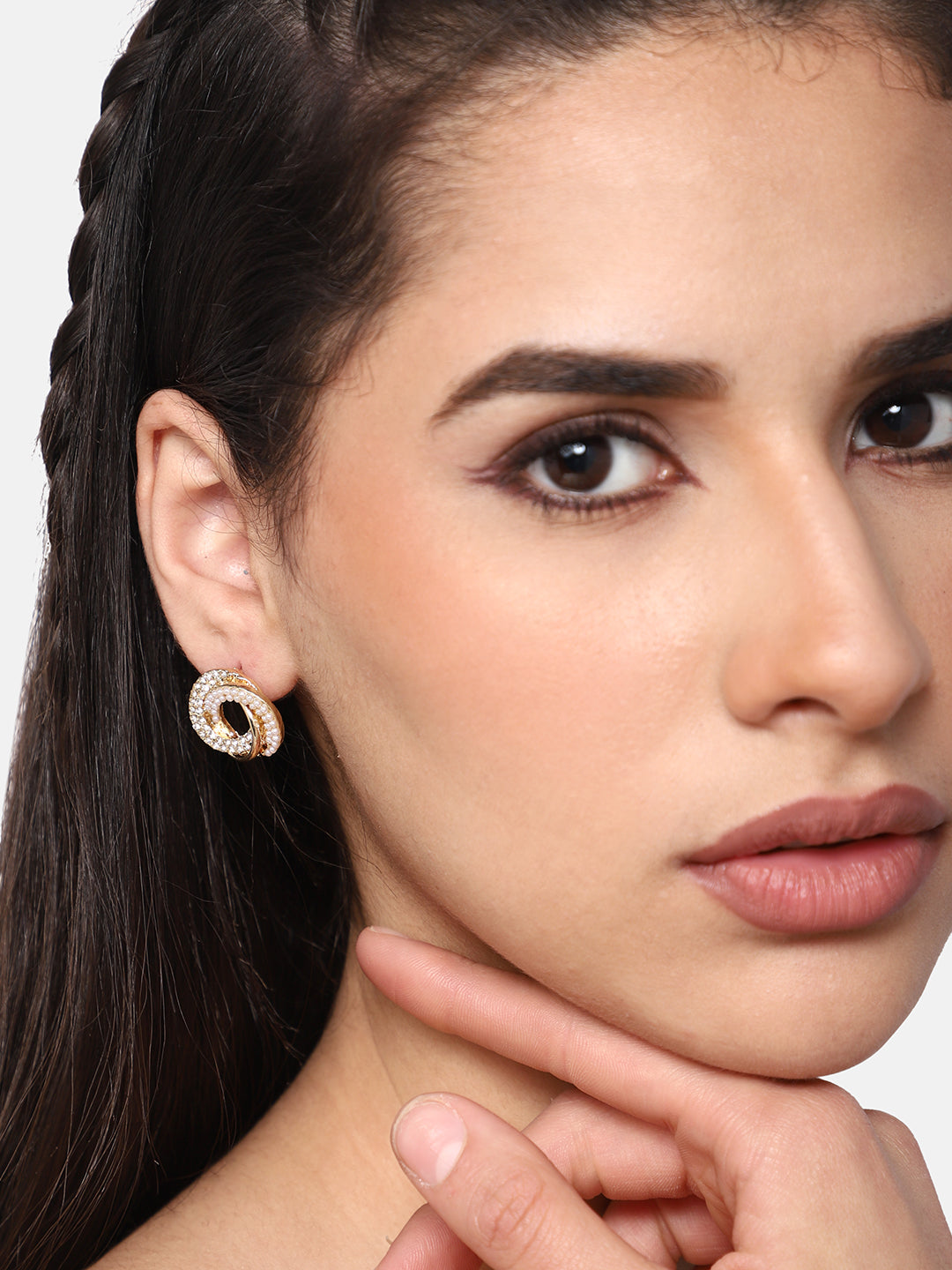 GOLD PLATED PARTY DESIGNER STONE STUD FOR WOMEN