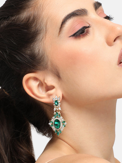 GOLD PLATED PARTY DESIGNER STONE DROP EARRING FOR WOMEN