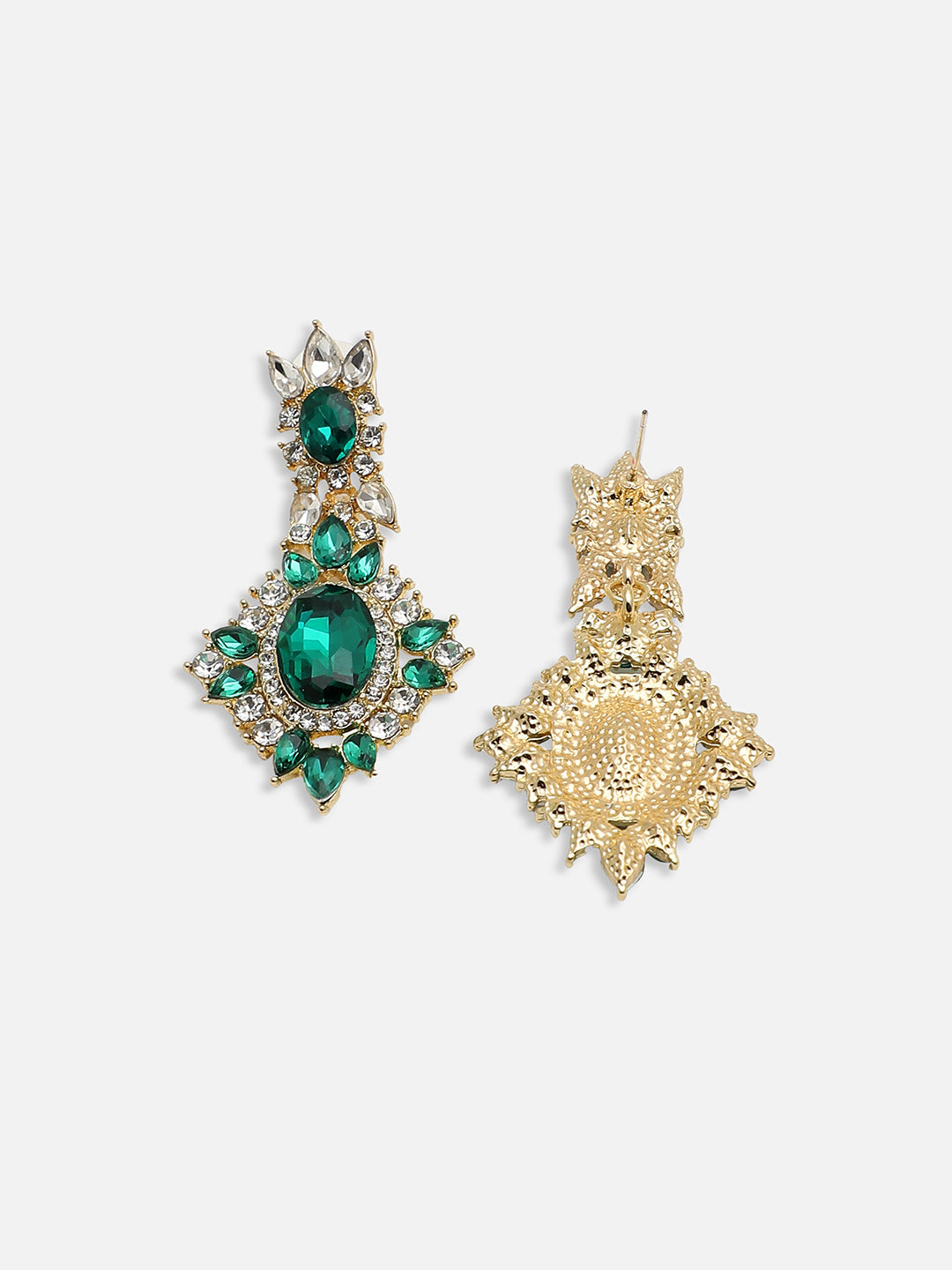 GOLD PLATED PARTY DESIGNER STONE DROP EARRING FOR WOMEN