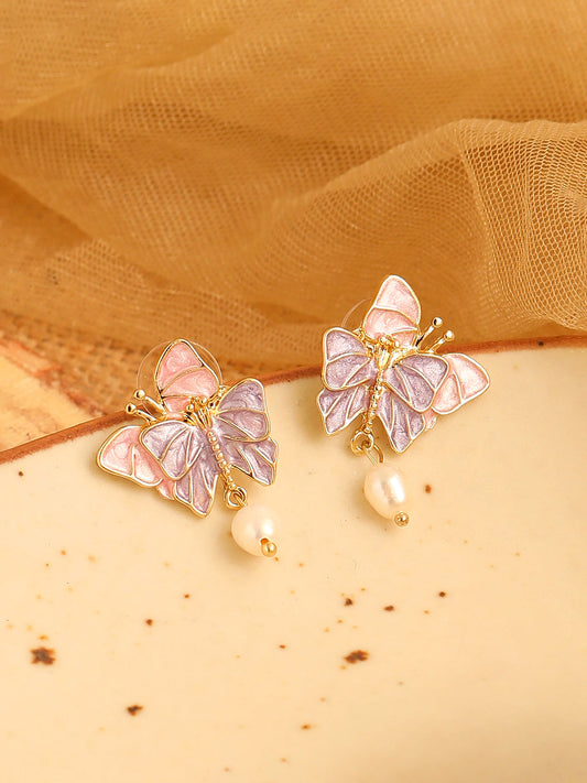 GOLD PLATED PARTY PEARLS DROP EARRING FOR WOMEN