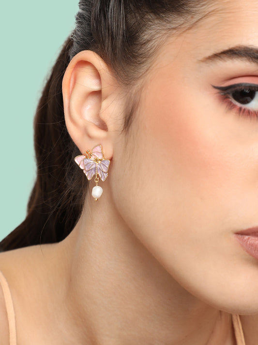 GOLD PLATED PARTY PEARLS DROP EARRING FOR WOMEN