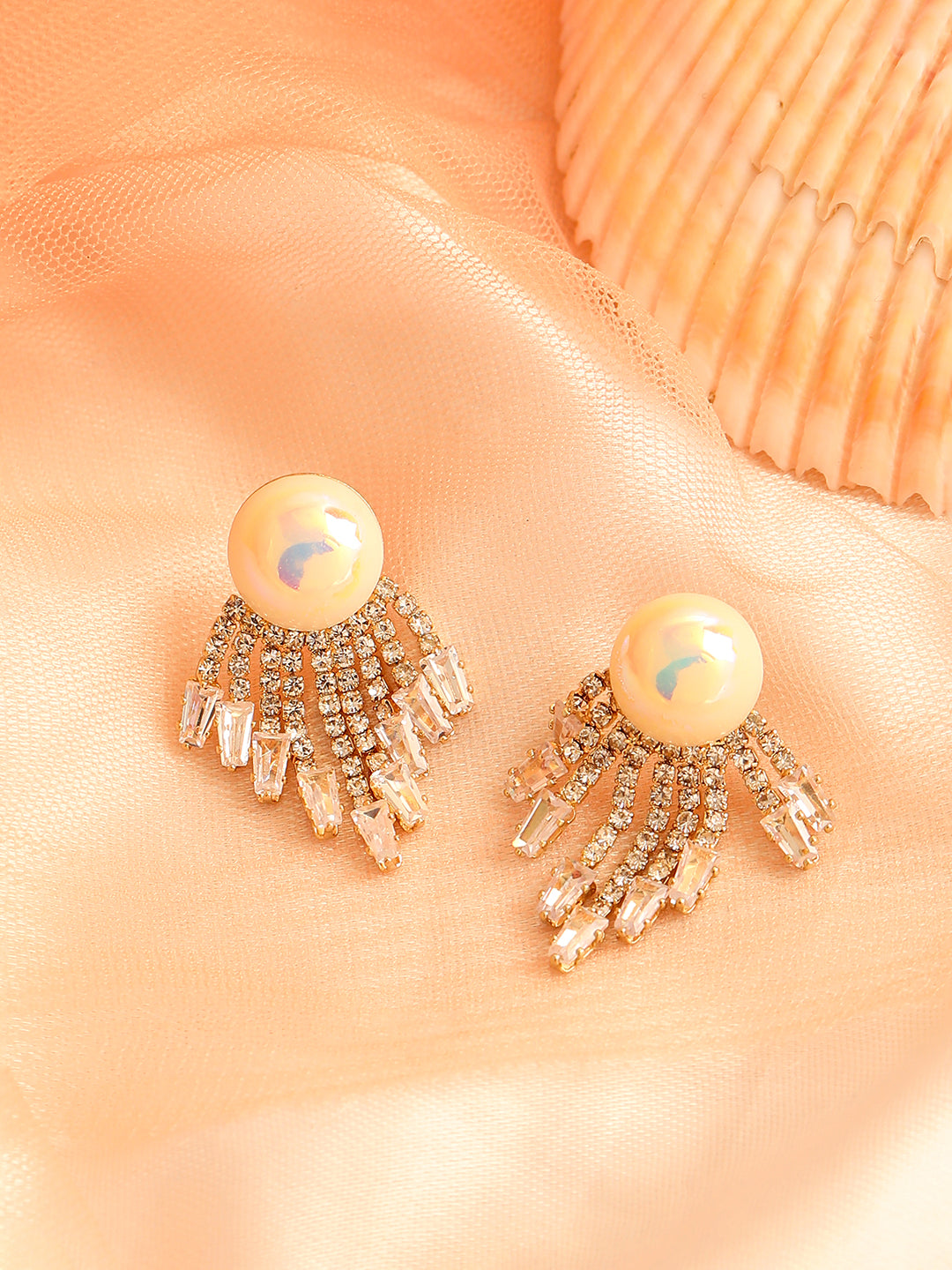GOLD PLATED PARTY DESIGNER STONE DROP EARRING FOR WOMEN