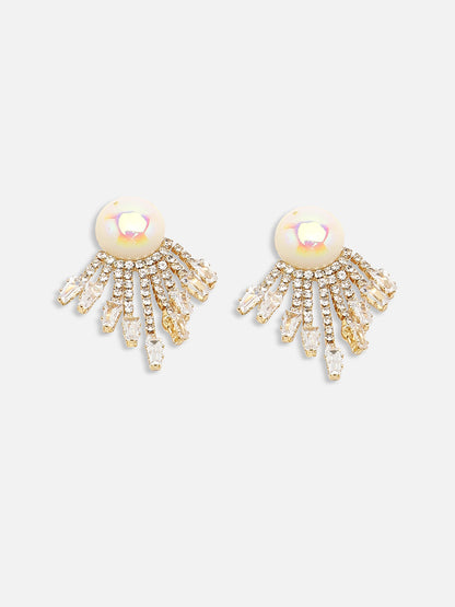 GOLD PLATED PARTY DESIGNER STONE DROP EARRING FOR WOMEN