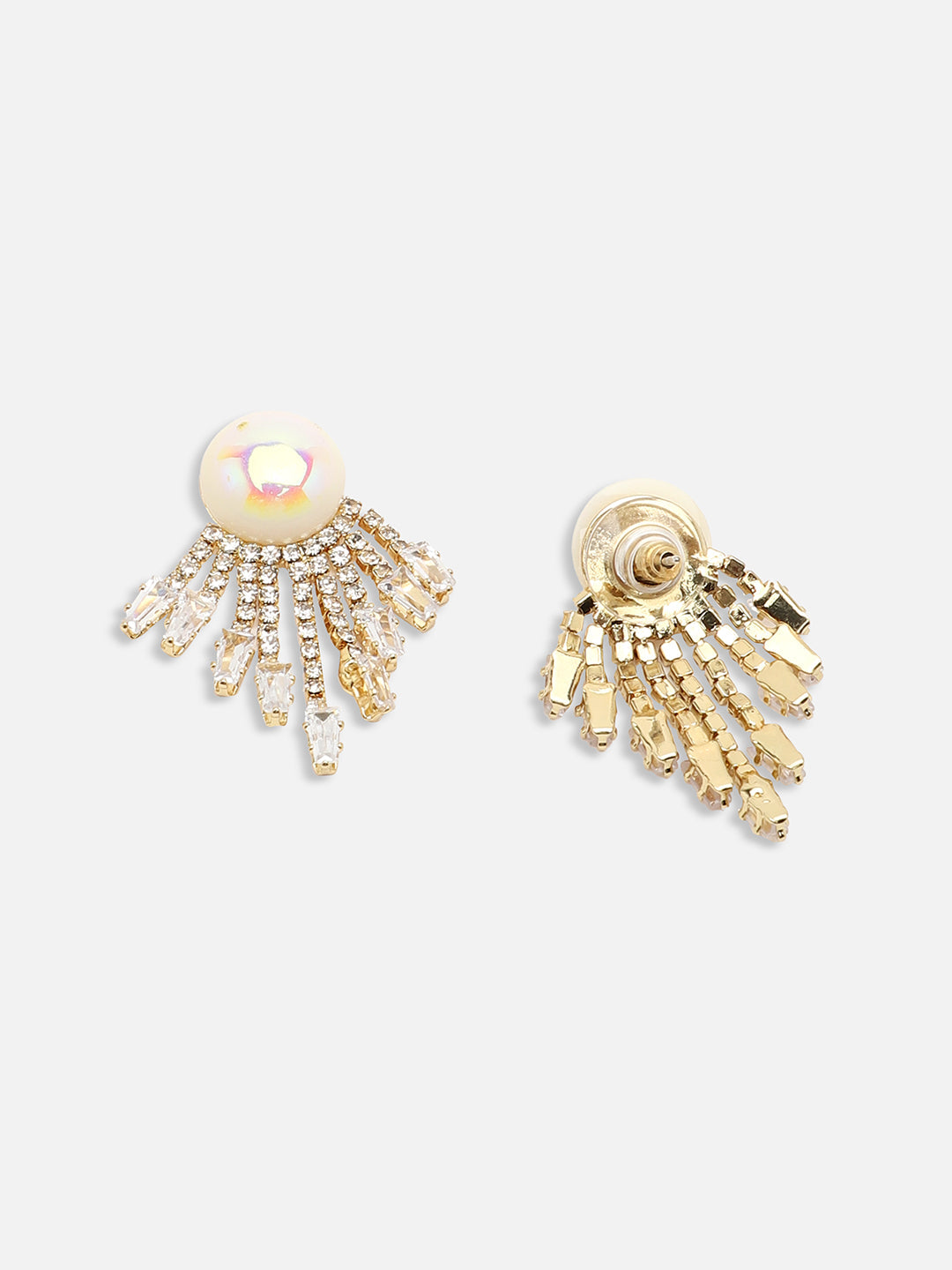 GOLD PLATED PARTY DESIGNER STONE DROP EARRING FOR WOMEN