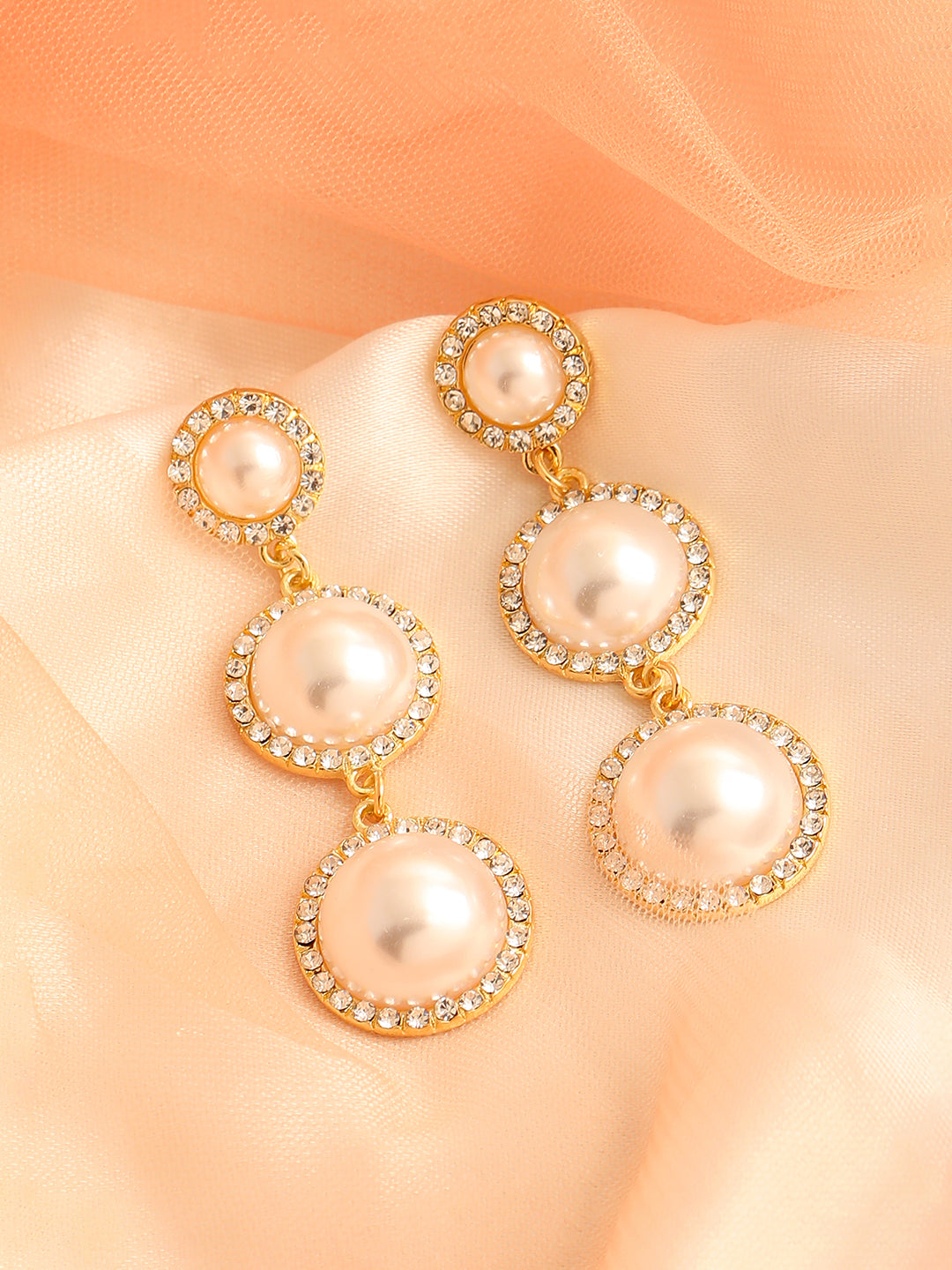 GOLD PLATED PARTY PEARLS DROP EARRING FOR WOMEN