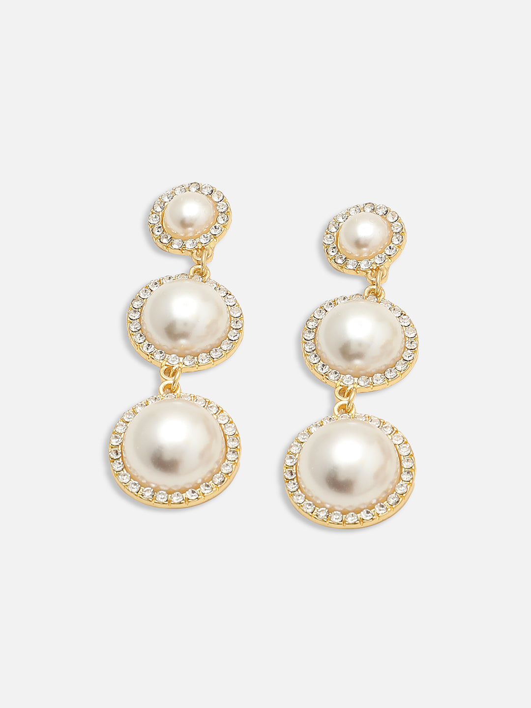 GOLD PLATED PARTY PEARLS DROP EARRING FOR WOMEN