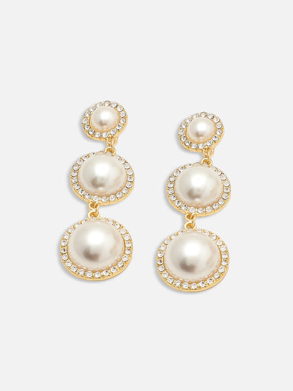 GOLD PLATED PARTY PEARLS DROP EARRING FOR WOMEN