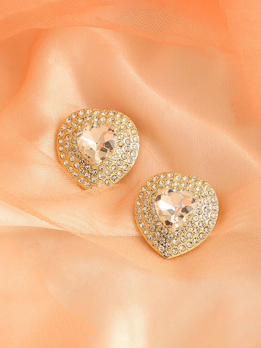 GOLD PLATED PARTY DESIGNER STONE STUD FOR WOMEN