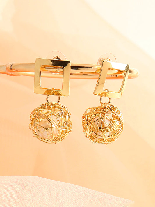 GOLD PLATED PARTY PEARLS DROP EARRING FOR WOMEN