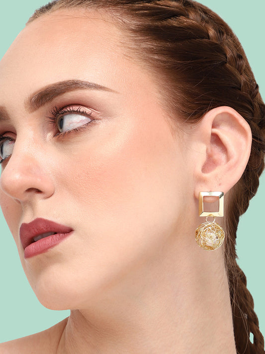 GOLD PLATED PARTY PEARLS DROP EARRING FOR WOMEN