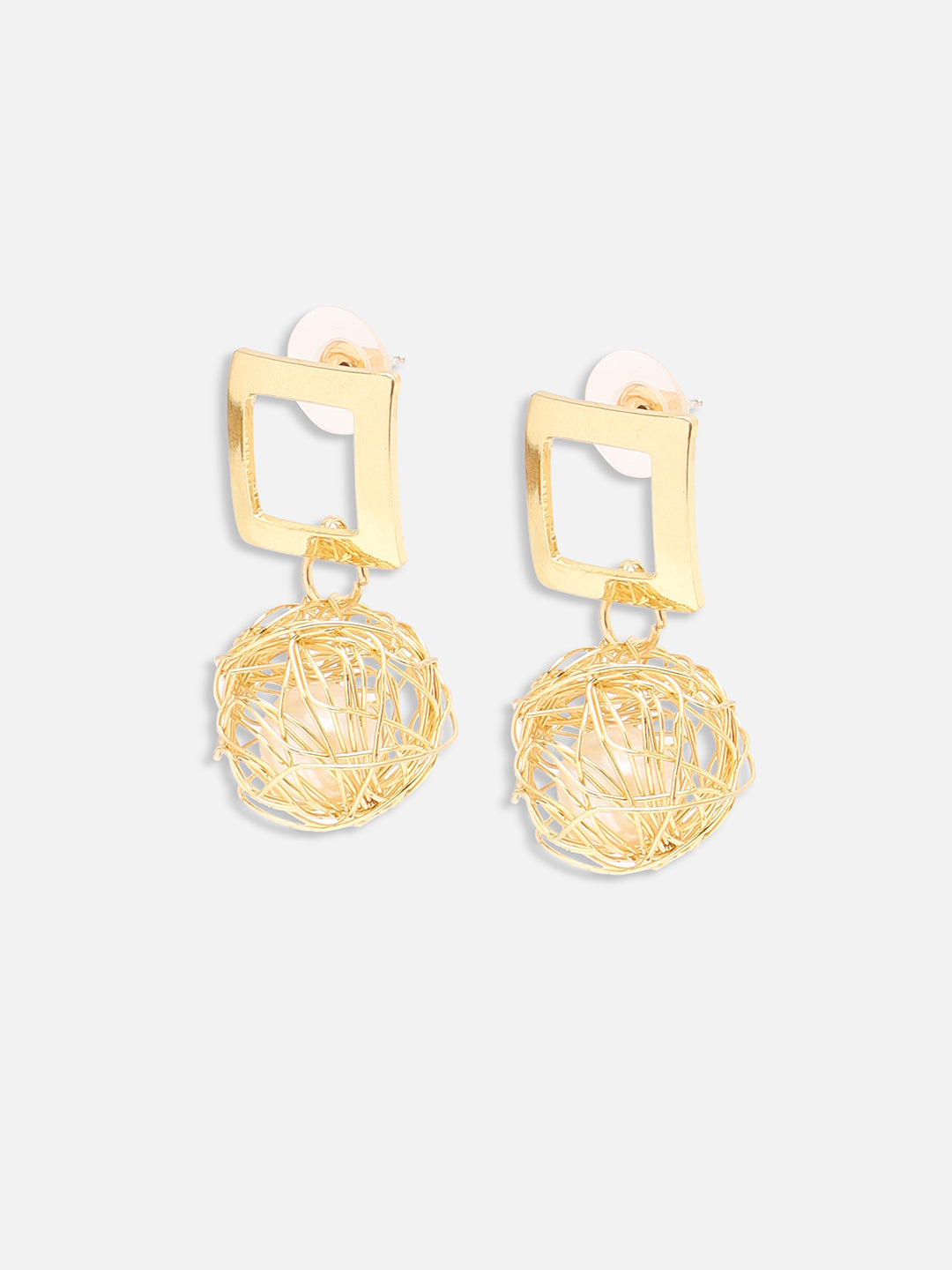 GOLD PLATED PARTY PEARLS DROP EARRING FOR WOMEN
