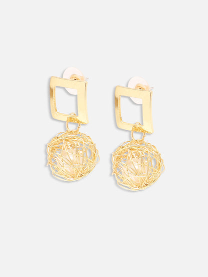 GOLD PLATED PARTY PEARLS DROP EARRING FOR WOMEN