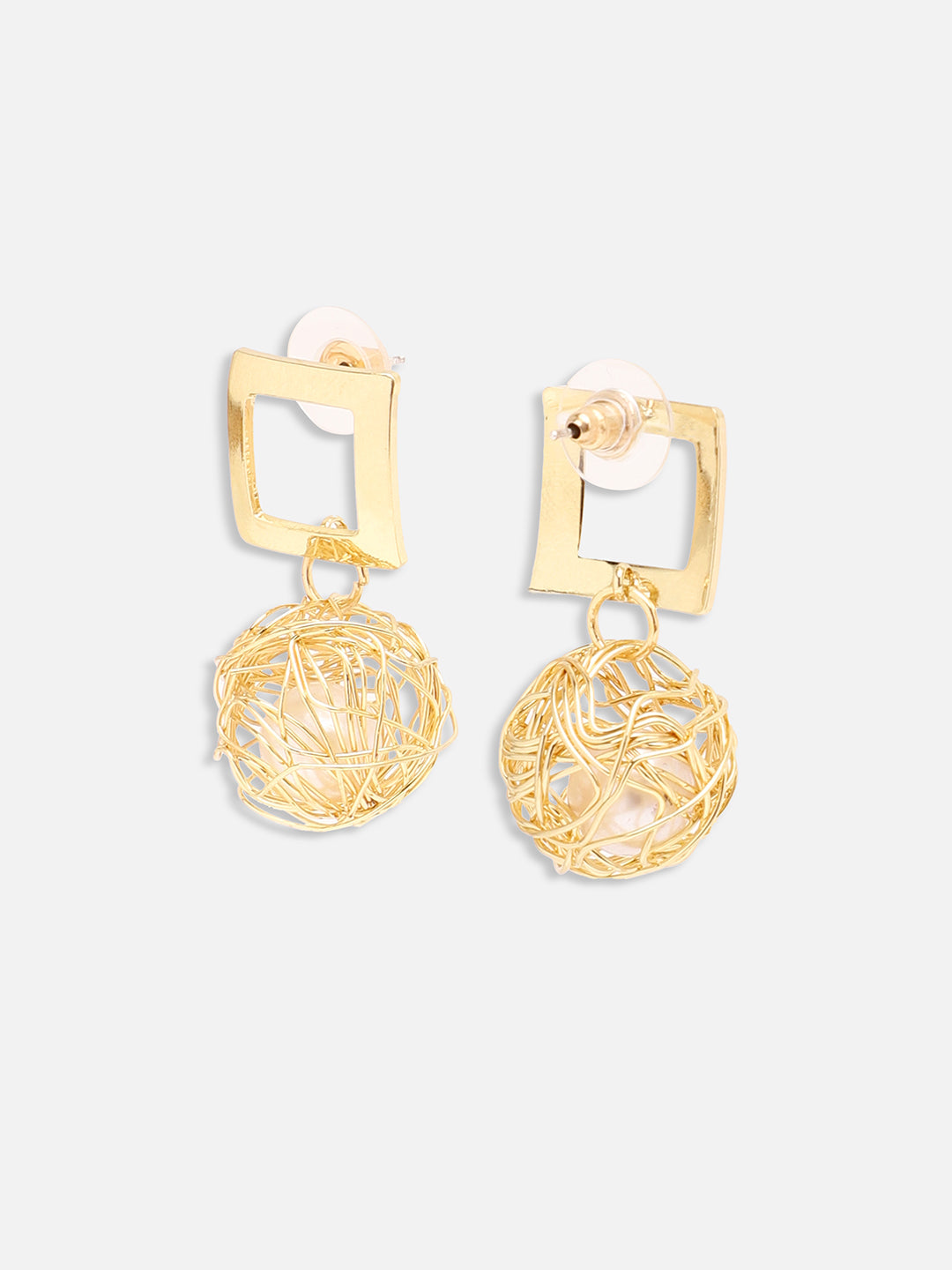 GOLD PLATED PARTY PEARLS DROP EARRING FOR WOMEN
