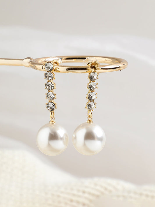 GOLD PLATED PARTY DESIGNER STONE DROP EARRING FOR WOMEN
