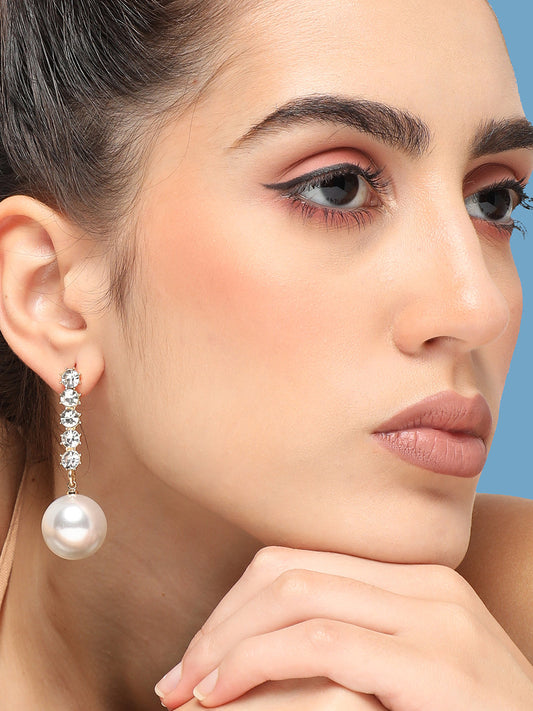 GOLD PLATED PARTY DESIGNER STONE DROP EARRING FOR WOMEN