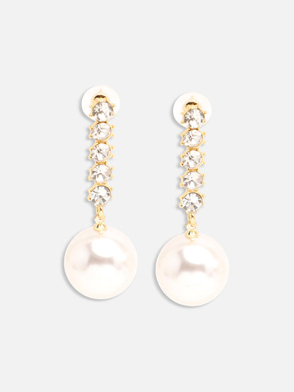 GOLD PLATED PARTY DESIGNER STONE DROP EARRING FOR WOMEN