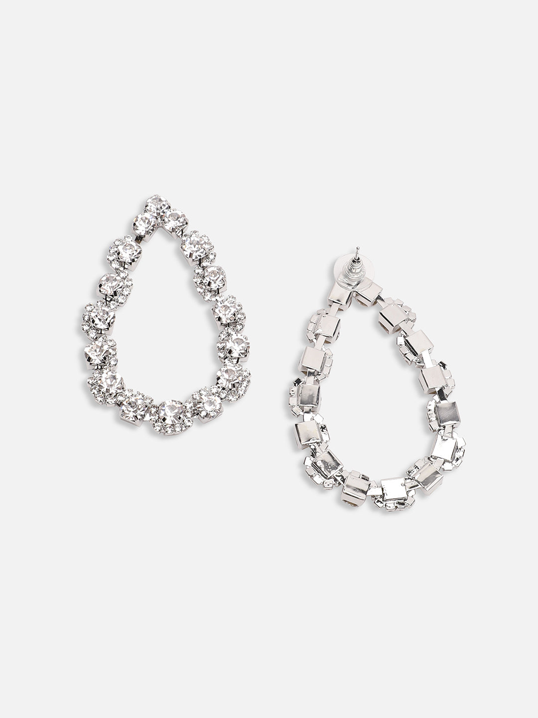 SILVER PLATED PARTY DESIGNER STONE DROP EARRING FOR WOMEN