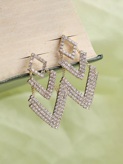 SILVER PLATED PARTY DESIGNER STONE DROP EARRING FOR WOMEN