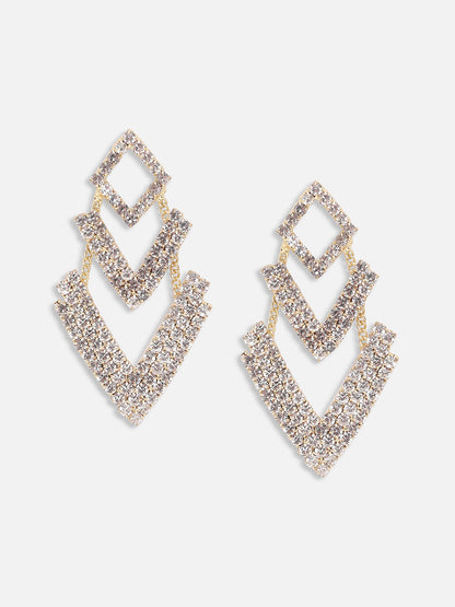 SILVER PLATED PARTY DESIGNER STONE DROP EARRING FOR WOMEN