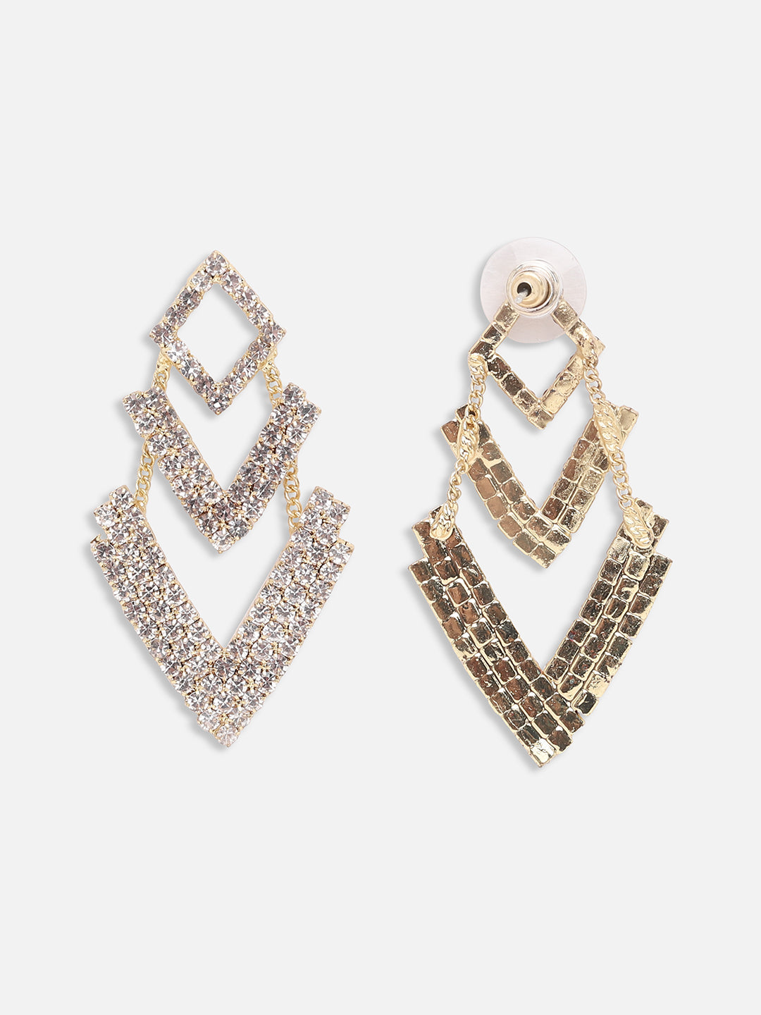 SILVER PLATED PARTY DESIGNER STONE DROP EARRING FOR WOMEN