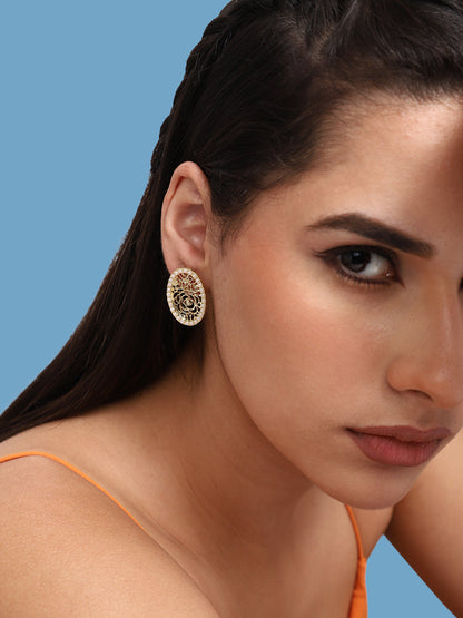 GOLD PLATED PARTY PEARLS STUD FOR WOMEN