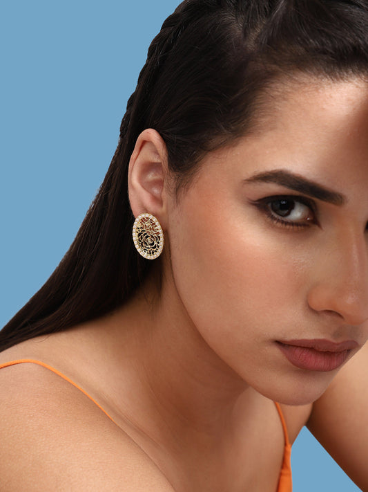 GOLD PLATED PARTY PEARLS STUD FOR WOMEN