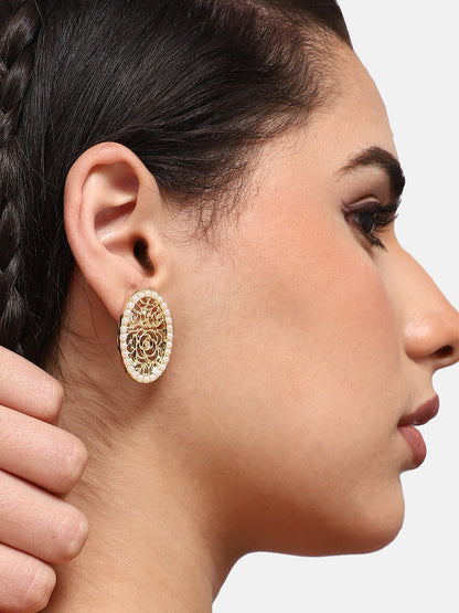 GOLD PLATED PARTY PEARLS STUD FOR WOMEN