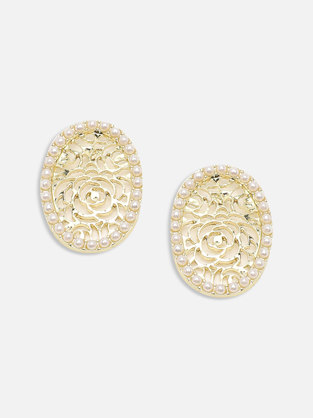GOLD PLATED PARTY PEARLS STUD FOR WOMEN