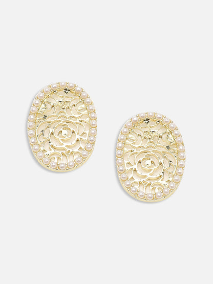 GOLD PLATED PARTY PEARLS STUD FOR WOMEN