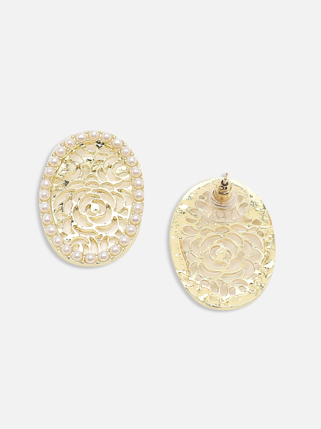GOLD PLATED PARTY PEARLS STUD FOR WOMEN