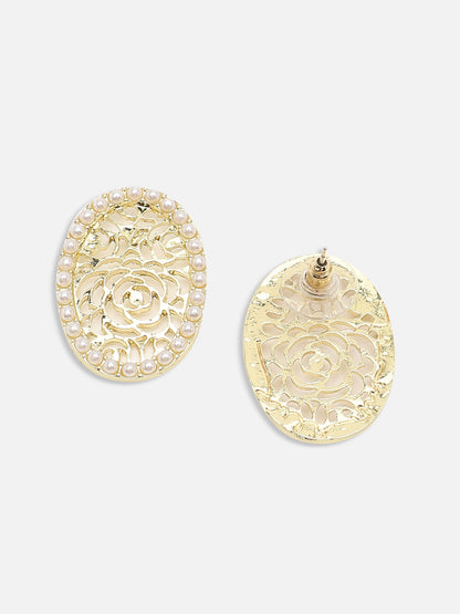 GOLD PLATED PARTY PEARLS STUD FOR WOMEN